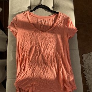 Salmon v neck short sleeve shirt